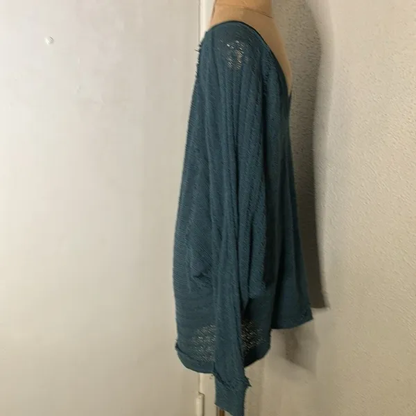 Free People We The Free Thein Hacci Oversize Green Sweater M Boho Cozy Festival - Image 4