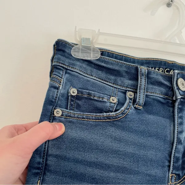 AMERICAN EAGLE Ne(x)t Level High-Waisted Jegging Soft Knit Hi-Rise Dark Ripped 4 - Image 9