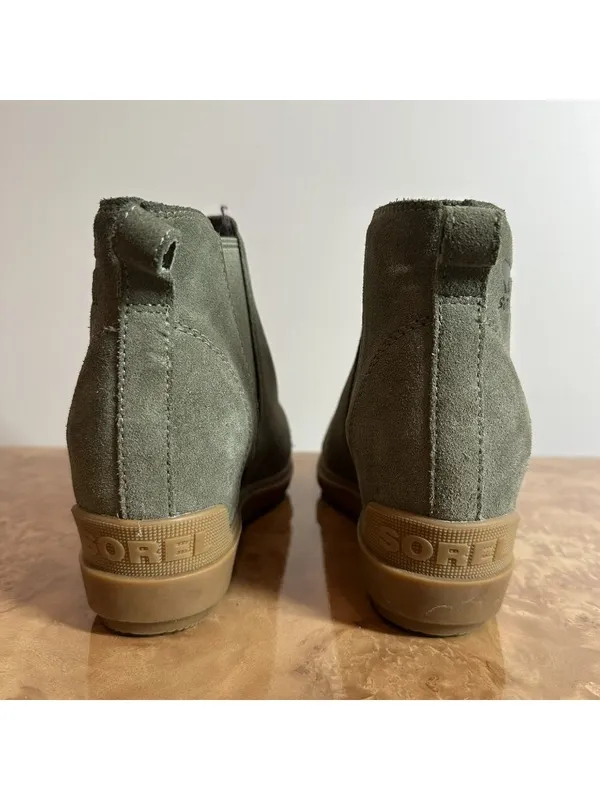 Sorel Evie II Chelsea Waterproof Suede Ankle Boots Green Women's Size 8 - Image 4