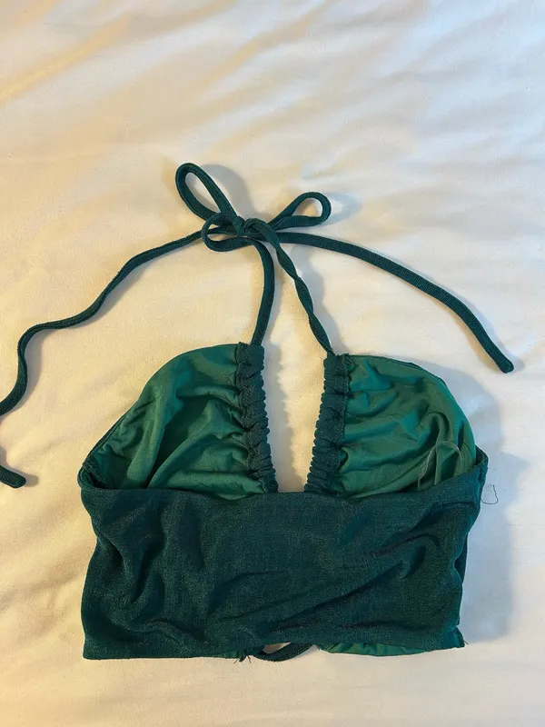 Revolve Teal Halter Crop Top - Image 3