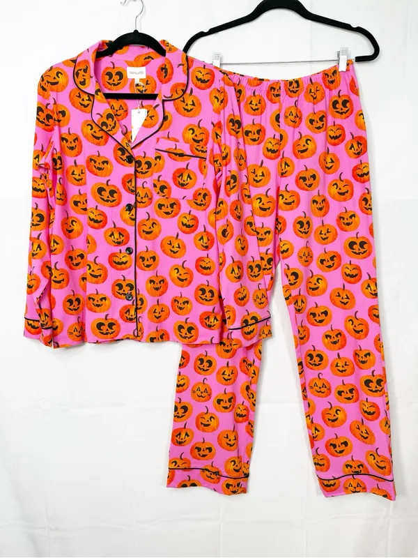 BedHead PJs Jolly Jack-O-Lantern Long Sleeve Classic Stretch Jersey Pajama Set - Image 3