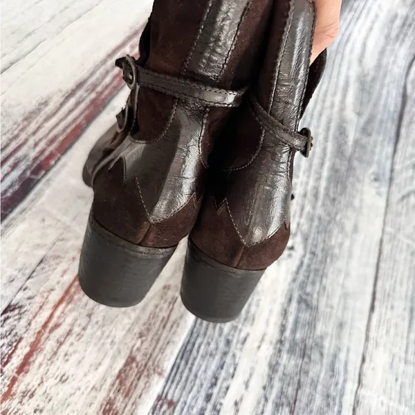 I.N.K. Shoes Vintage Brown Leather and Suede Western Style Booties​ - Image 5