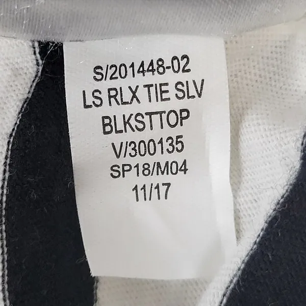Old Navy Women's Black White‎ Striped Boat Neck Tie Sleeve Shirt Size M Cotton - Image 10