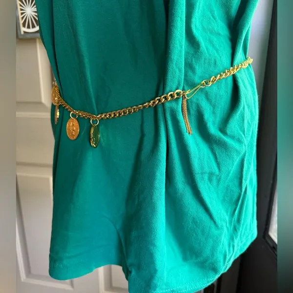 Vintage medallion faux gold coin chain belt, size small medium - Image 2