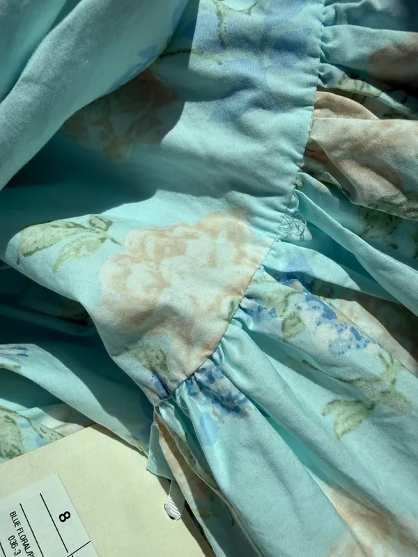 Love Shack Fancy X Target Estelle Blue Floral Puff Sleeve Midi Dress Size 8 - Image 4