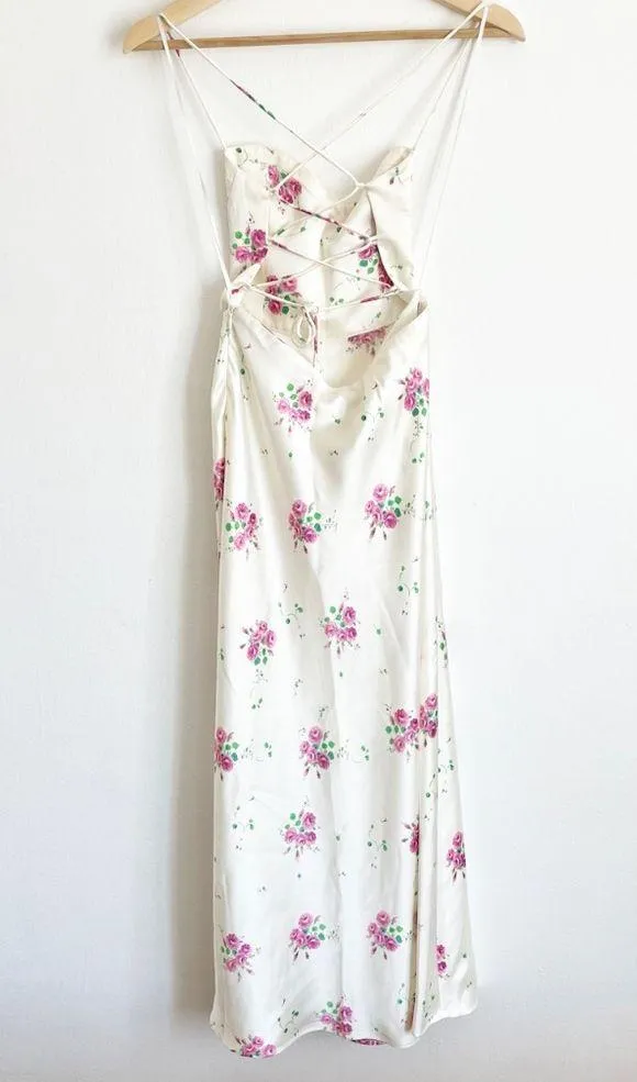 Zara Silky Satin Effect Open Back Print Maxi Dress - Image 5