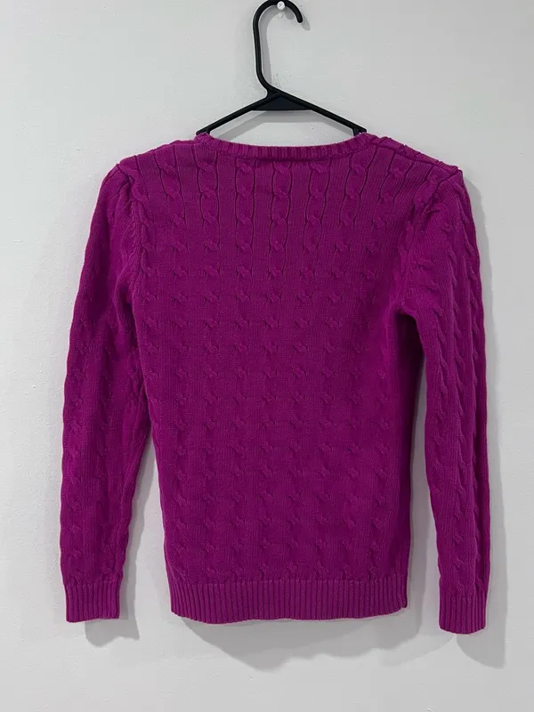 Ralph Lauren Pink Cable Knit Sweater S Preppy Academia Coastal - Image 5