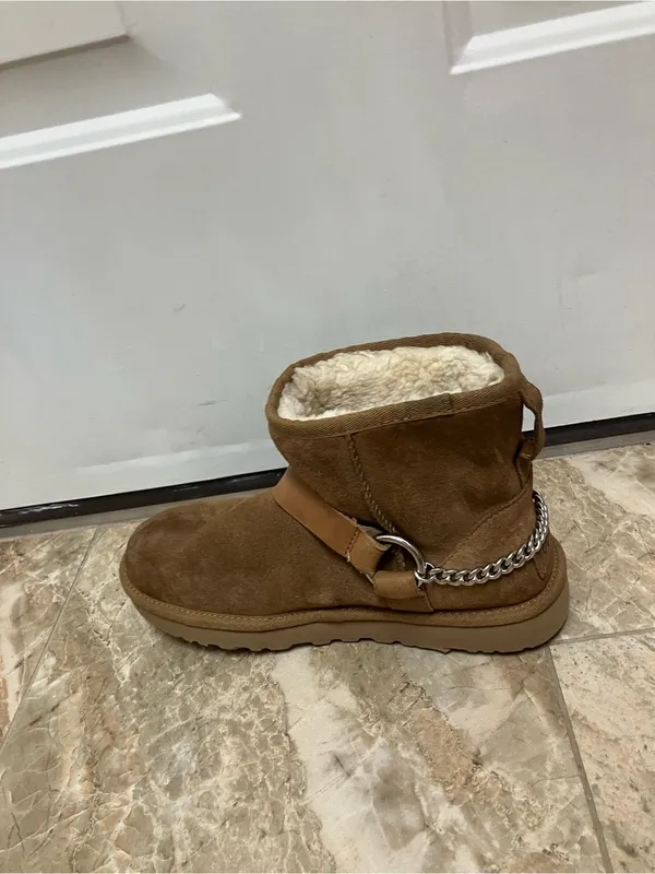 UGG Women’s Classic Mini Chains Chestnut Suede Boots - Image 5