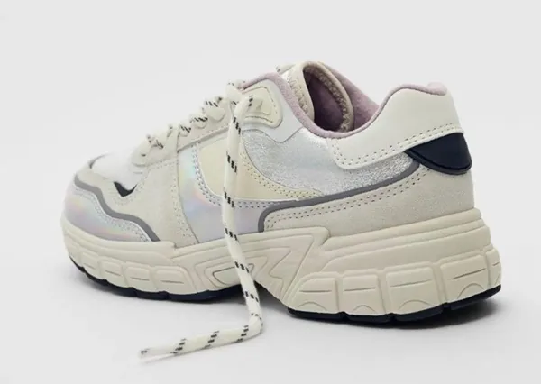 Zara iridescent piece sneaker silver (Size 5) New with tag - Image 5