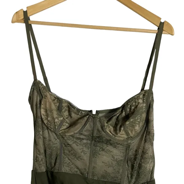 Katie May Willow Olive Green Lace Bustier Maxi Formal Gown Dress Sz XL - Image 7