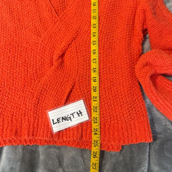 Free People Coco V-Neck Surplice Sweater M Orange Boho Chunky Knit Oversized - Image 5