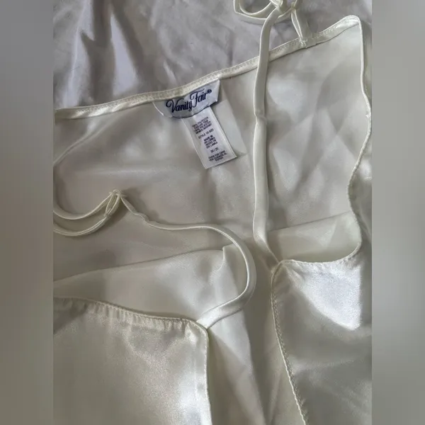 Vanity Fair Ivory Satin Slip Dress Vintage Lingerie Nightgown Maxi Bias Cut Y2K - Image 3