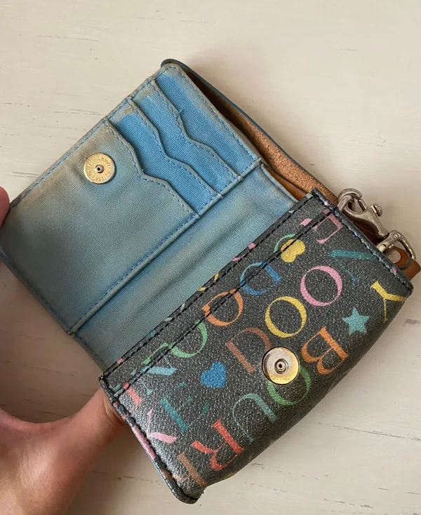 Vintage Y2K Dooney and Bourke black leather rainbow monogrammed wristlet - Image 8