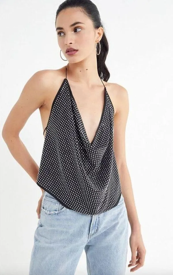 For Love & Lemons After Dark Halter Top Black Womens One Size - Image 12