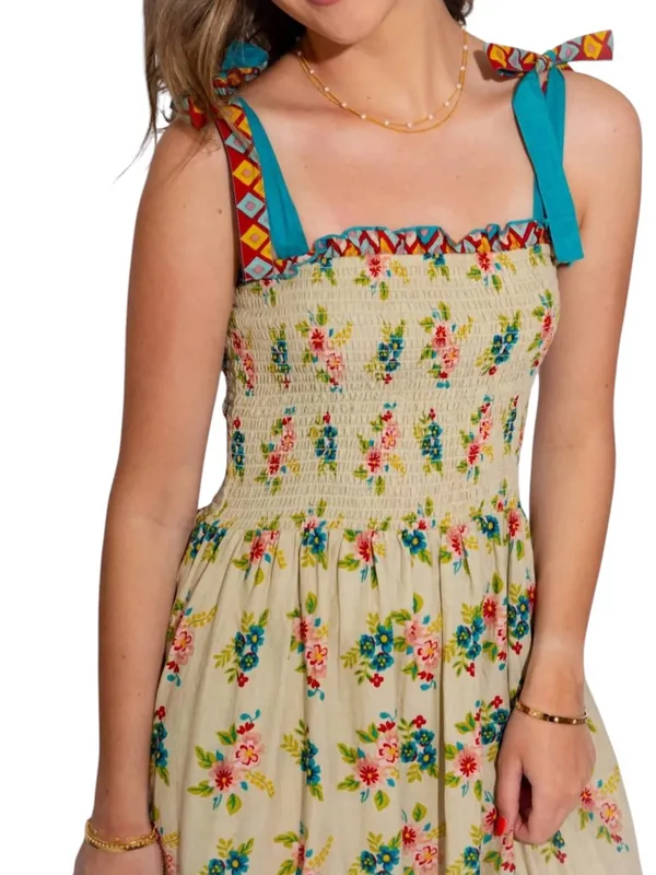 THML Women's Blossom Breeze Smocked Midi Dress XS NWOT - Image 2