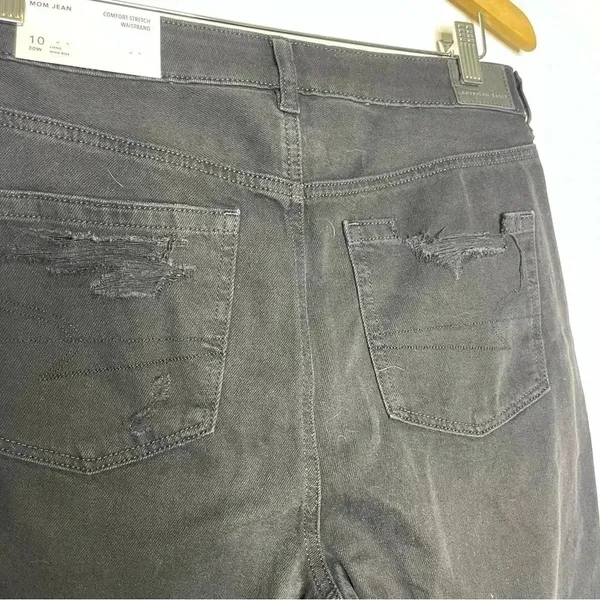 American Eagle Mom Jeans Black Distressed Denim Size 10 / 29 Long NWT - Image 5