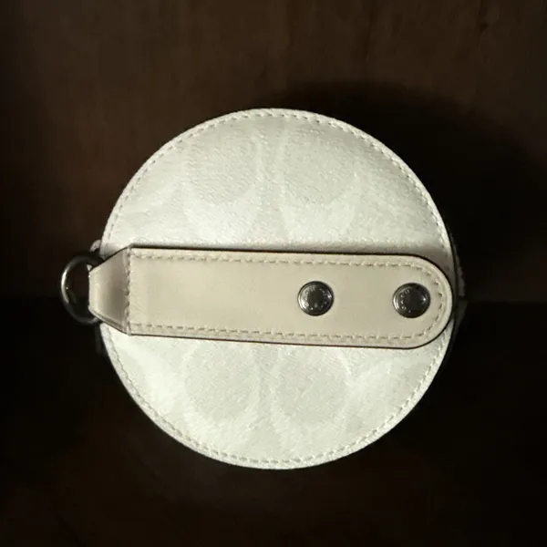 Coach Round Hybrid Pouch In Signature Canvas Central Embossed Coach Patch NWOT - Image 4