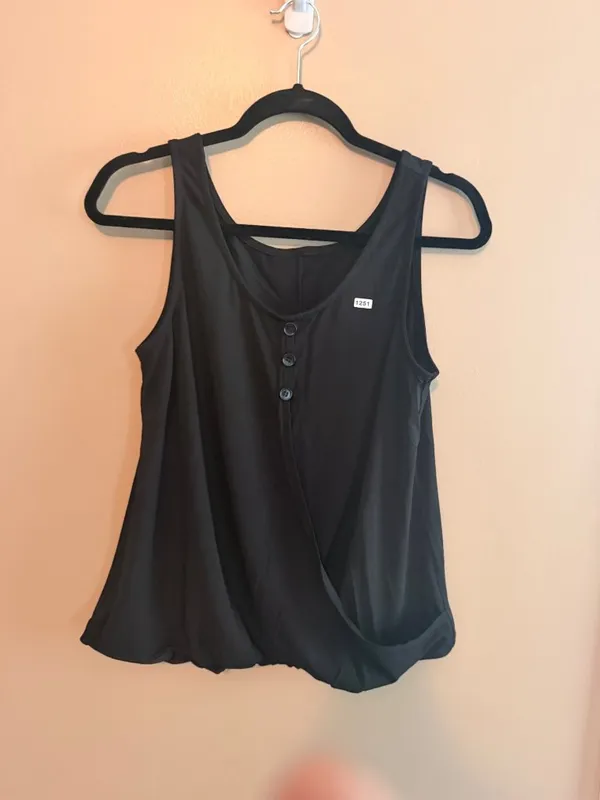 Halara S Black Sleeveless Buttoned Tank Top Womens Small Lightweight Casual - Image 5