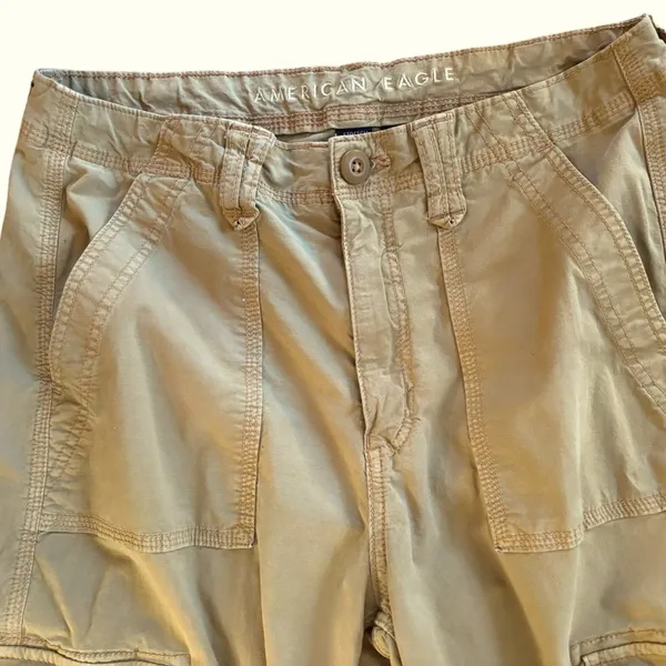 American Eagle Real Good Parachute Baggy Jogger Sz 8 Cargo Pockets Khaki - Image 3