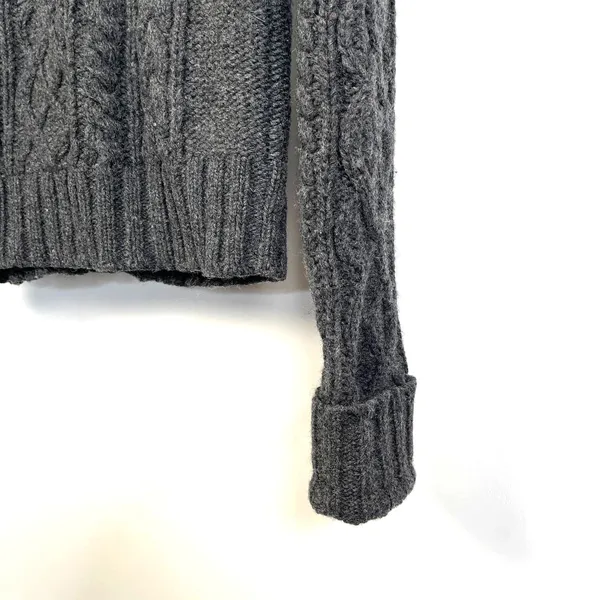 GAP Wool Cable Knit Cardigan Vintage Gray Y2K Dark Cottagecore - Image 7