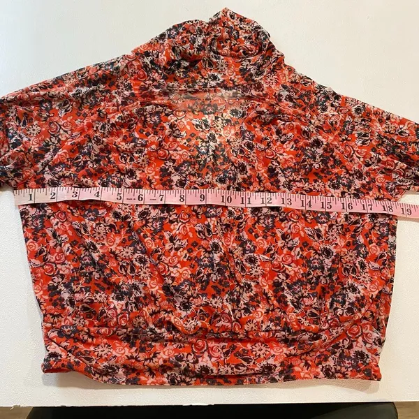Free People Floral Mesh Top Small Draped Tie Neck Boho Y2K Blouse - Image 6