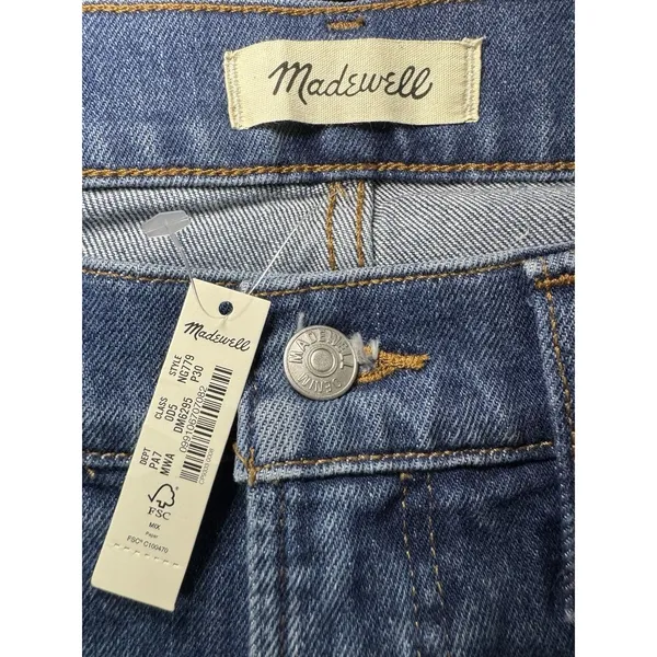 Madewell The Perfect Vintage Straight Jean Womens Size 30P NEW Jeans Whiskering - Image 7