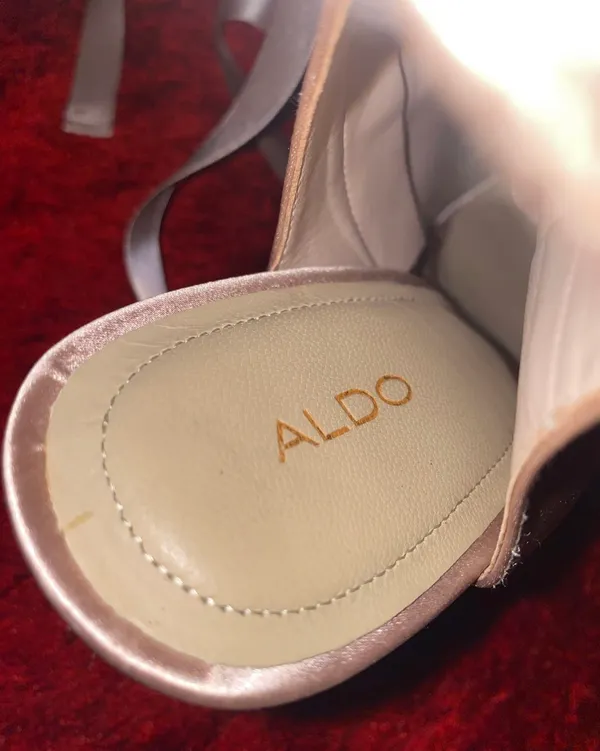 ALDO Satin Ribbon Lace Up Heels Pink 9 - Image 6