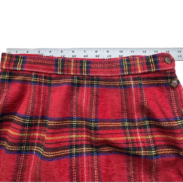 VTG Breeches Red Tartan Plaid Skirt‎ Suit Set Womens 8 Wool Blend Blazer Skirt - Image 10