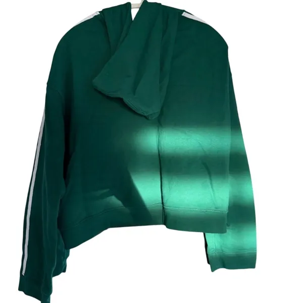 Adidas Green Three Stripe Cropped Cotton Sweater | XL - Image 4