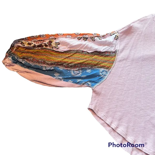 We The Free Free people blossom print Dolan balloon sleeve top mixed paisley thermal top - Image 9
