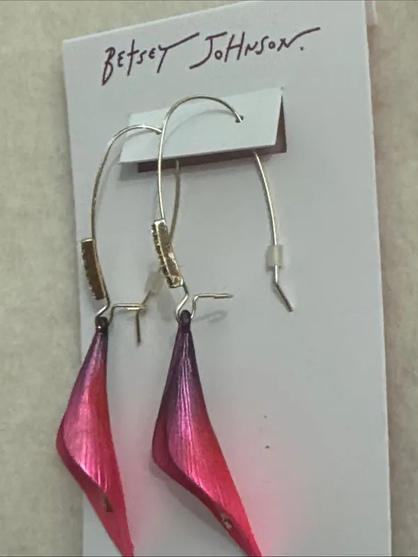 BETSEY JOHNSON CALLA LILY Pink Enamel Leaf Ring with Crystal Accents Sz 7 1/2 - Image 12