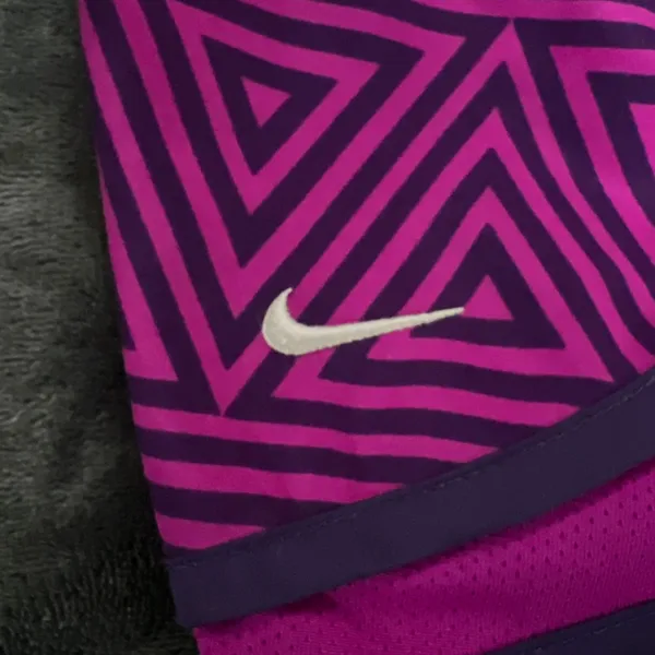 Nike Women's Tempo Dri-Fit Purple Geometric Triangle Running Shorts - Image 4