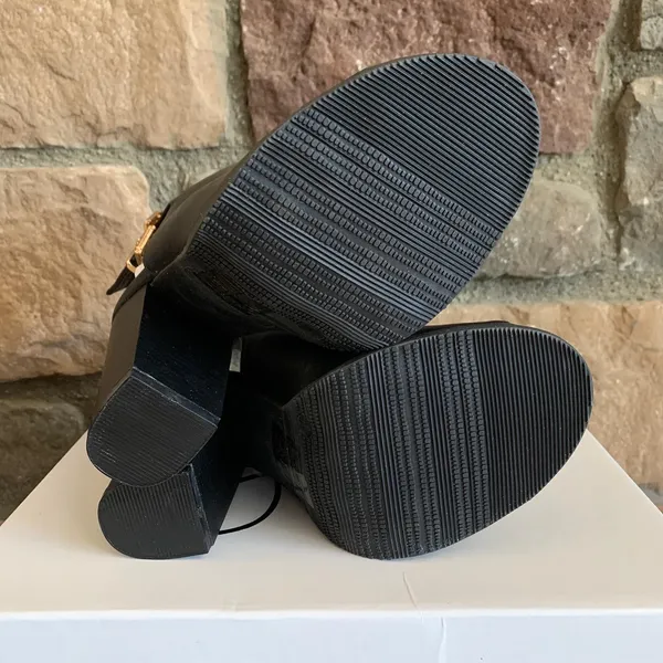 NEW IN BOX Black Strappy Peep Toe Mules - Image 2
