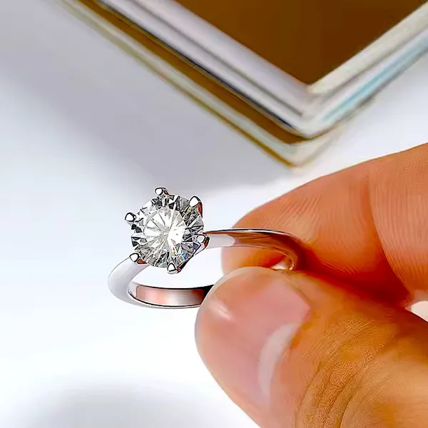2 Carat‎ Platinum Solitaire Simulated Diamond Engagement Wedding Ring, Size 10 - Image 7