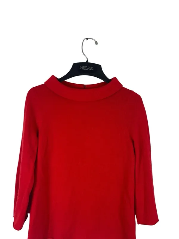J.Crew 100% Cashmere Sweater Women’s Red Mock Neck 3/4 Sleeve Knit Top - Image 2