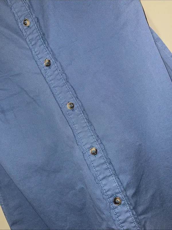 Pilcro Anthropologie Sleeveless Button Front Midi Blue Collared Shirt Dress 12 - Image 3