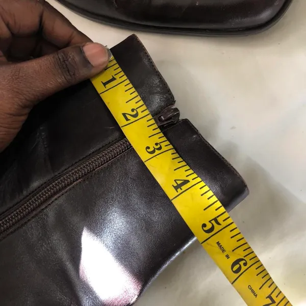 Y2K Gianni Bini Brown genuine leather square toe chunky platform ankle chelsea boots booties #grunge-Women 11M Measurement in pics - Image 4