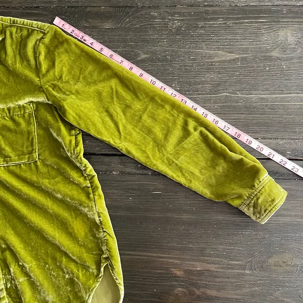 Pilcro Anthropologie Green Velvet Button Down Shirt Women’s US 2 UK 6 EU 34 - Image 12