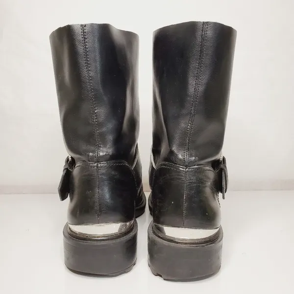 6/$36 Zara Woman Leather Biker Boots with Stretch Leg Black Size 38 5156/101 - Image 10