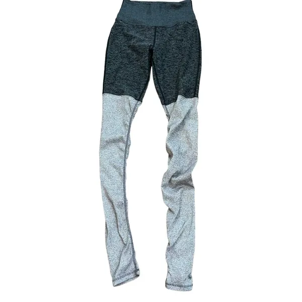 ALO Yoga Grey High Waist‎ Ribbed Knit Lounge Leggings Ruched Small Dance Workout - Image 2