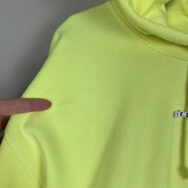 Teddy Fresh Hoodie Womens XL Highlighter‎ Neon Yellow Cropped 100% Cotton Beaded - Image 8