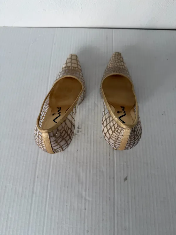 Nina Gold Mesh Heels Pumps Pointed Toe Elegant Evening Wedding Shoes Women’s - Image 11