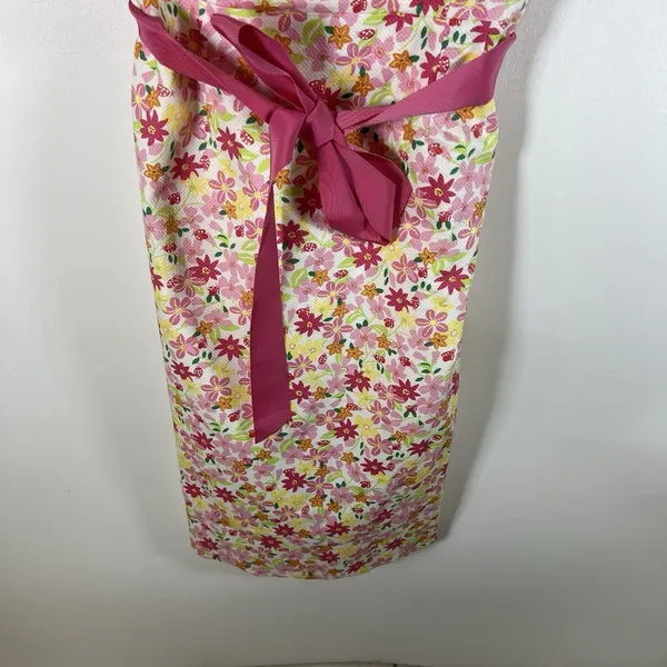 Vtg Lilly Pulitzer Pink Waist Ribbon‎ Tie Floral Lace Strapless Dress EUC Size 4 - Image 4