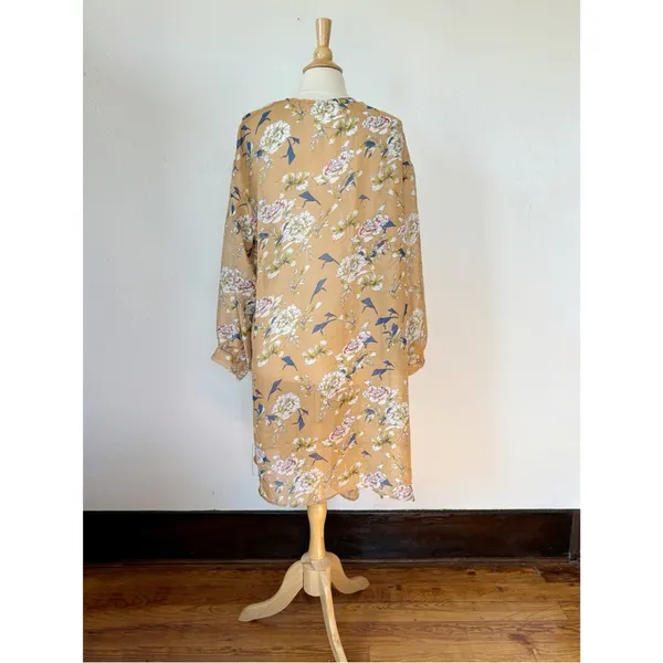 Emma & Grace Floral Long Sleeve Sheer Open Front Kimono Duster - Image 6