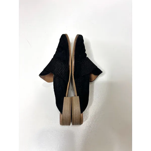 Free People At Ease Black Embossed Suede Loafer Mules 39.6 - Image 7