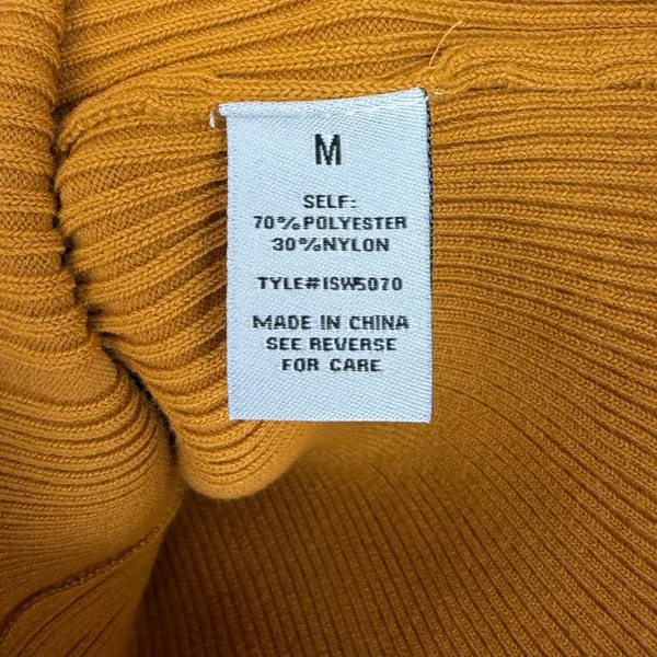 Baltic Born Huntington Ribbed Sweater Dress Camel Mustard Yellow Medium Bodycon - Image 5