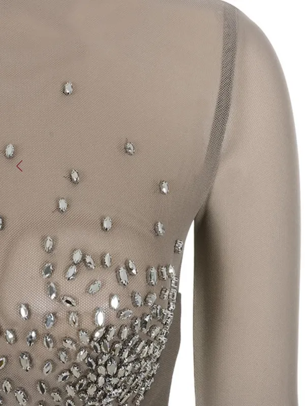 House Of CB Matrush Taupe Crystal Embellished Mini Dress size Small $299 - Image 6