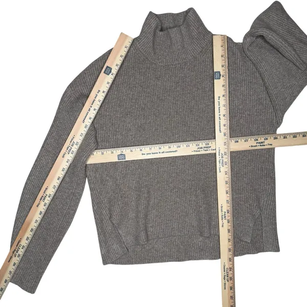 Abercrombie & Fitch Sweater Womens Medium Beige Wool Mock Neck Pullover Boxy Cut - Image 4