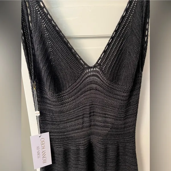 Torn by Ronny Kobo Black Madi Knit Open Back Bodycon Bohemian Beach Summer Dress - Image 7