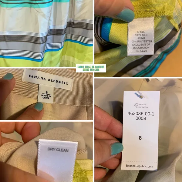 Banana Reppublic Green , Brown & Blue Stripe Silk Round Skirt Nwt (8) - Image 10